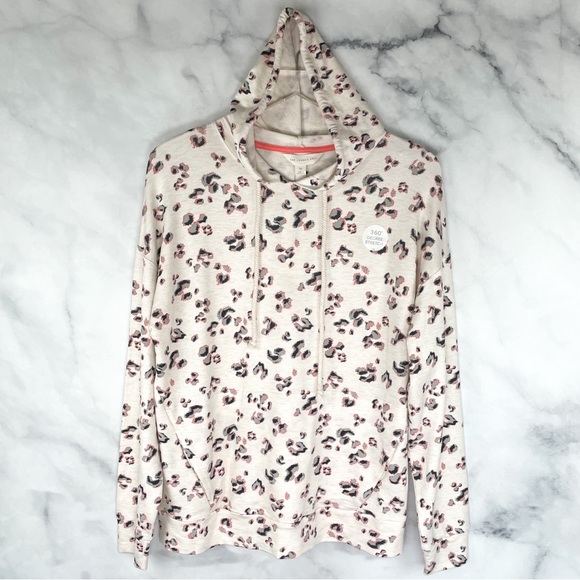 NWT The Lounge Edit Leopard Print Luxuriously Soft Stretch Knit Pullover Hoodie - Picture 1 of 8